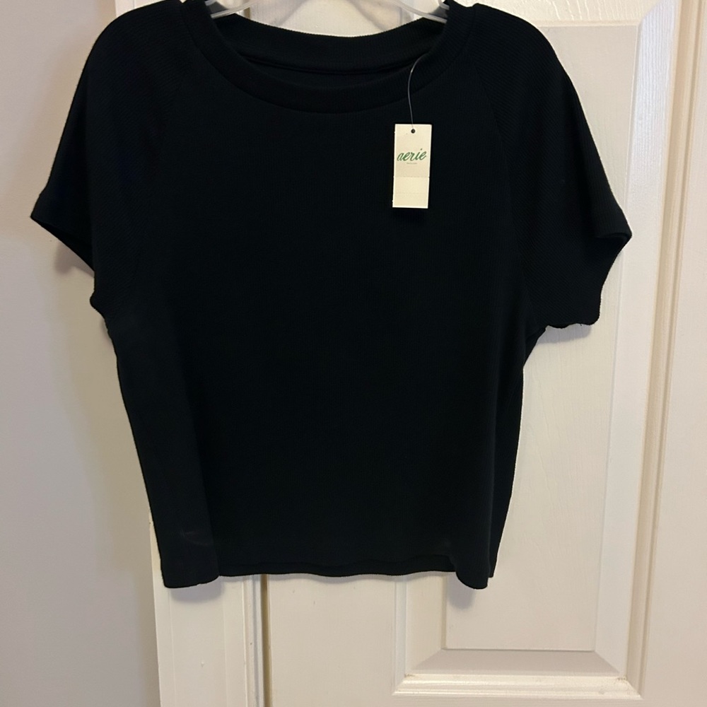 Aerie black cropped baby tee